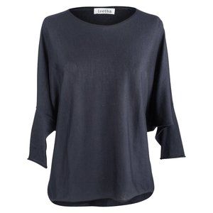 Leetha Top Cashmere and Silk Navy Dolman 3/4 Sleeve XS